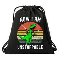 Retro Vintage Now I Am Unstoppable Trex Funny TRex Drawstring Bag