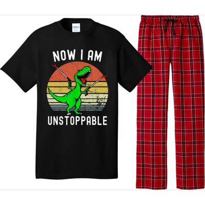 Retro Vintage Now I Am Unstoppable Trex Funny TRex Pajama Set