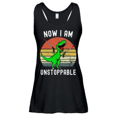 Retro Vintage Now I Am Unstoppable Trex Funny TRex Ladies Essential Flowy Tank