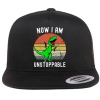 Retro Vintage Now I Am Unstoppable Trex Funny TRex Flatbill Hat