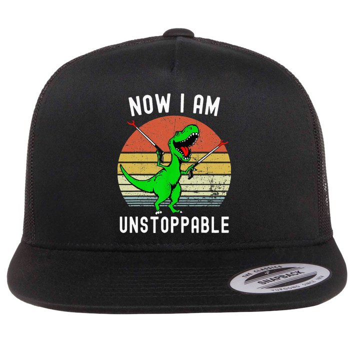 Retro Vintage Now I Am Unstoppable Trex Funny TRex Flatbill Hat
