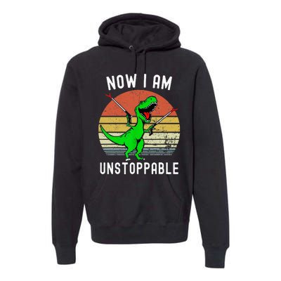 Retro Vintage Now I Am Unstoppable Trex Funny TRex Premium Hoodie