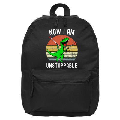 Retro Vintage Now I Am Unstoppable Trex Funny TRex 16 in Basic Backpack