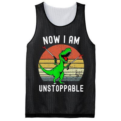 Retro Vintage Now I Am Unstoppable Trex Funny TRex Mesh Reversible Basketball Jersey Tank