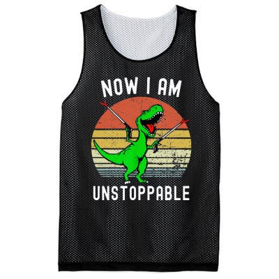 Retro Vintage Now I Am Unstoppable Trex Funny TRex Mesh Reversible Basketball Jersey Tank