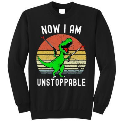 Retro Vintage Now I Am Unstoppable Trex Funny TRex Tall Sweatshirt