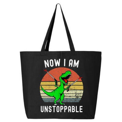Retro Vintage Now I Am Unstoppable Trex Funny TRex 25L Jumbo Tote