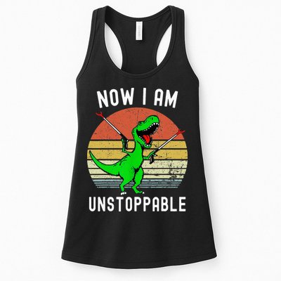 Retro Vintage Now I Am Unstoppable Trex Funny TRex Womens Tank Top