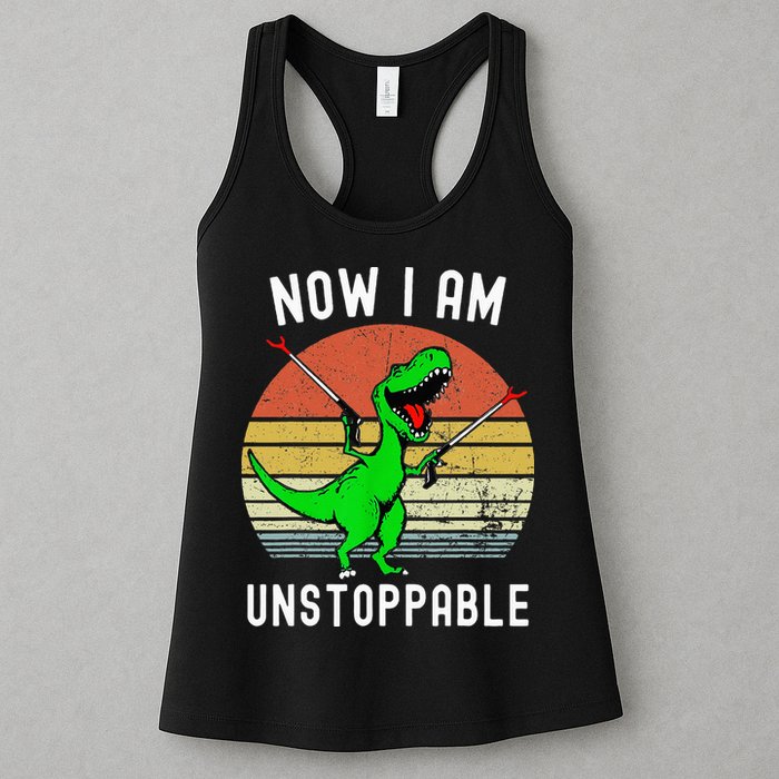 Retro Vintage Now I Am Unstoppable Trex Funny TRex Womens Tank Top