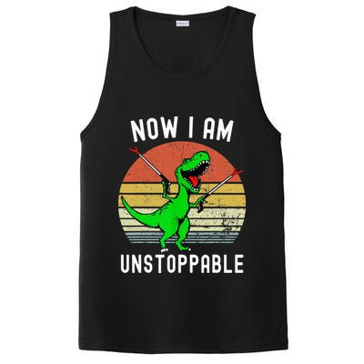 Retro Vintage Now I Am Unstoppable Trex Funny TRex PosiCharge Competitor Tank