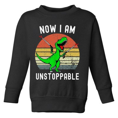Retro Vintage Now I Am Unstoppable Trex Funny TRex Toddler Sweatshirt