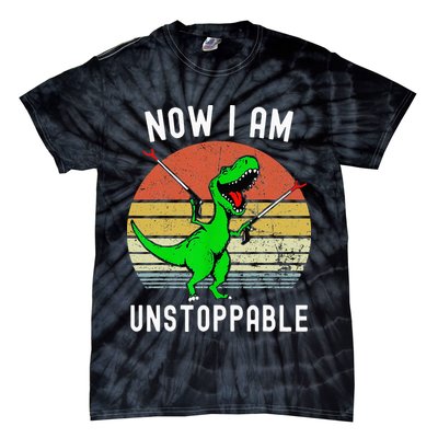 Retro Vintage Now I Am Unstoppable Trex Funny TRex Tie-Dye T-Shirt