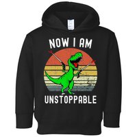 Retro Vintage Now I Am Unstoppable Trex Funny TRex Toddler Hoodie