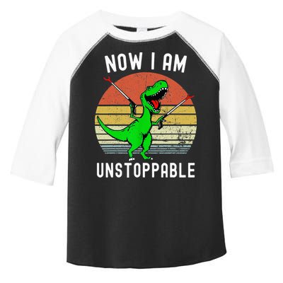 Retro Vintage Now I Am Unstoppable Trex Funny TRex Toddler Fine Jersey T-Shirt