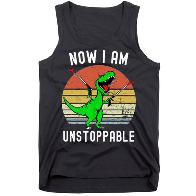 Retro Vintage Now I Am Unstoppable Trex Funny TRex Tank Top