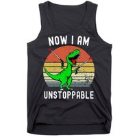 Retro Vintage Now I Am Unstoppable Trex Funny TRex Tank Top