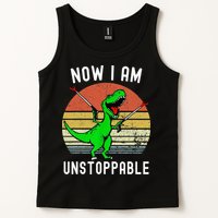 Retro Vintage Now I Am Unstoppable Trex Funny TRex Tank Top