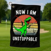 Retro Vintage Now I Am Unstoppable Trex Funny TRex Golf Towel