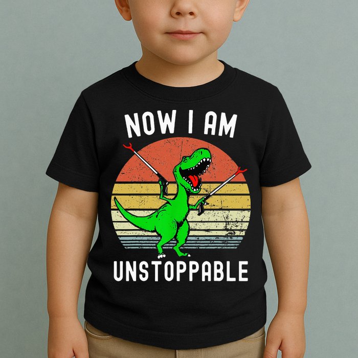 Retro Vintage Now I Am Unstoppable Trex Funny TRex Toddler T-Shirt