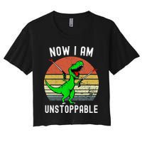 Retro Vintage Now I Am Unstoppable Trex Funny TRex Crop Top