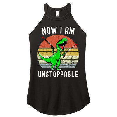 Retro Vintage Now I Am Unstoppable Trex Funny TRex Women's Perfect Tri Rocker Tank
