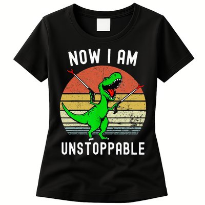 Retro Vintage Now I Am Unstoppable Trex Funny TRex Womens T-Shirt