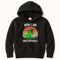 Retro Vintage Now I Am Unstoppable Trex Funny TRex Kids Hoodie
