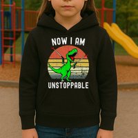Retro Vintage Now I Am Unstoppable Trex Funny TRex Kids Hoodie