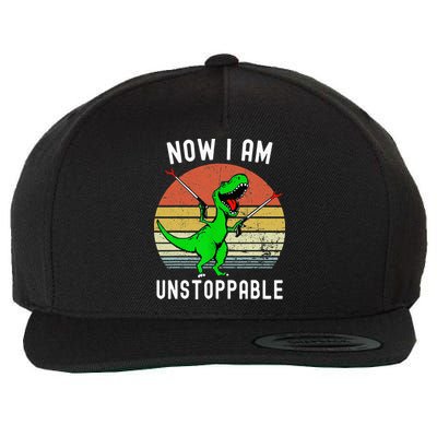 Retro Vintage Now I Am Unstoppable Trex Funny TRex Wool Snapback Cap