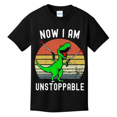 Retro Vintage Now I Am Unstoppable Trex Funny TRex Kids T-Shirt