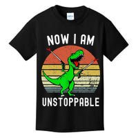 Retro Vintage Now I Am Unstoppable Trex Funny TRex Kids T-Shirt
