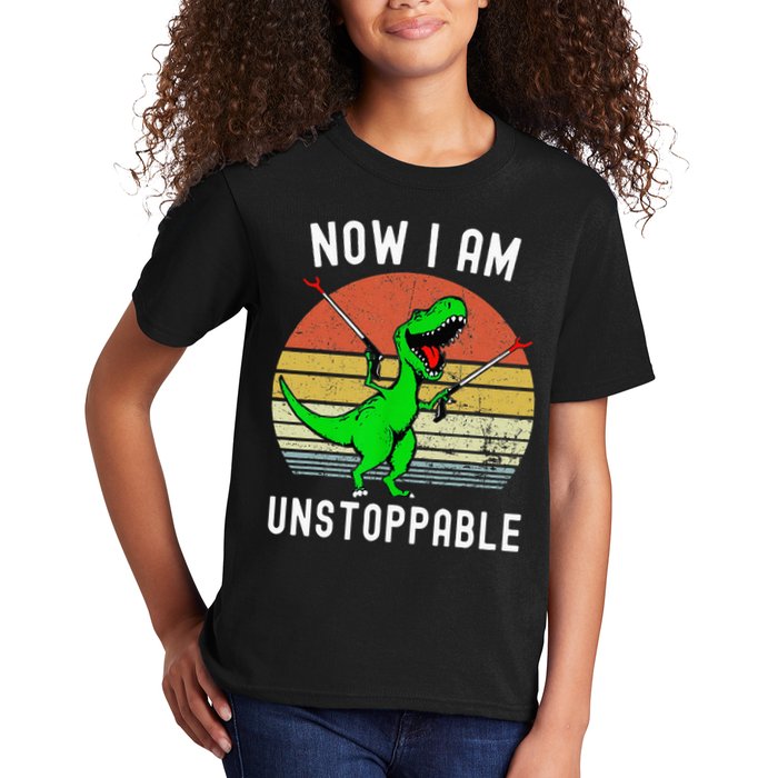 Retro Vintage Now I Am Unstoppable Trex Funny TRex Kids T-Shirt