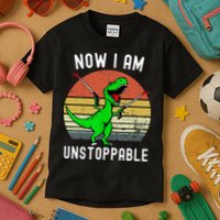 Retro Vintage Now I Am Unstoppable Trex Funny TRex Kids T-Shirt