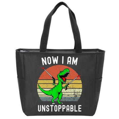 Retro Vintage Now I Am Unstoppable Trex Funny TRex Zip Tote Bag