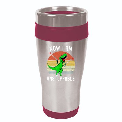 Retro Vintage Now I Am Unstoppable Trex Funny TRex 16oz Travel Tumbler