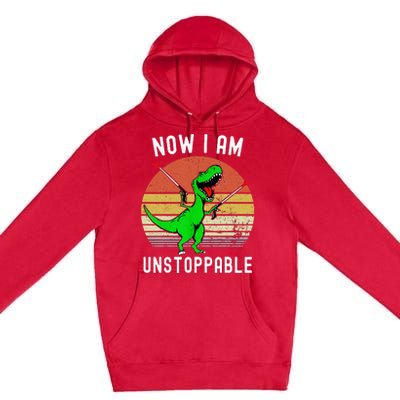 Retro Vintage Now I Am Unstoppable Trex Funny TRex Premium Pullover Hoodie