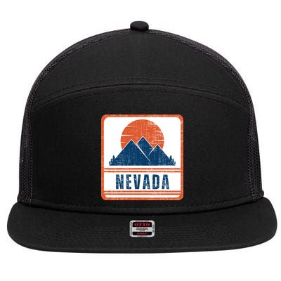 Retro Vintage Nevada USA Mountain Gift For Men 7 Panel Mesh Trucker Snapback Hat