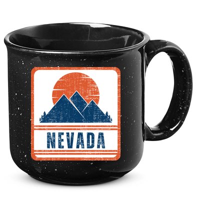 Retro Vintage Nevada USA Mountain Gift For Men 15oz Campfire Ceramic Mug
