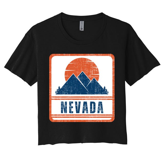 Retro Vintage Nevada USA Mountain Gift For Men Crop Top