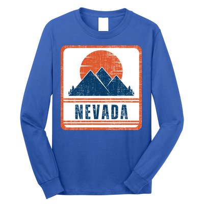 Retro Vintage Nevada USA Mountain Gift For Men Long Sleeve Shirt