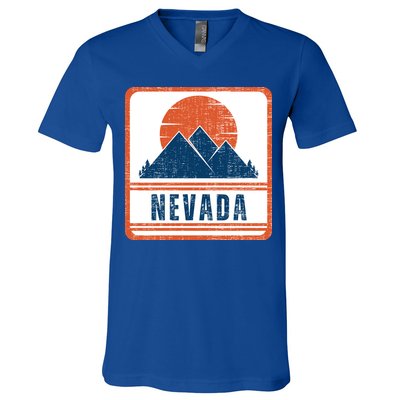 Retro Vintage Nevada USA Mountain Gift For Men V-Neck T-Shirt