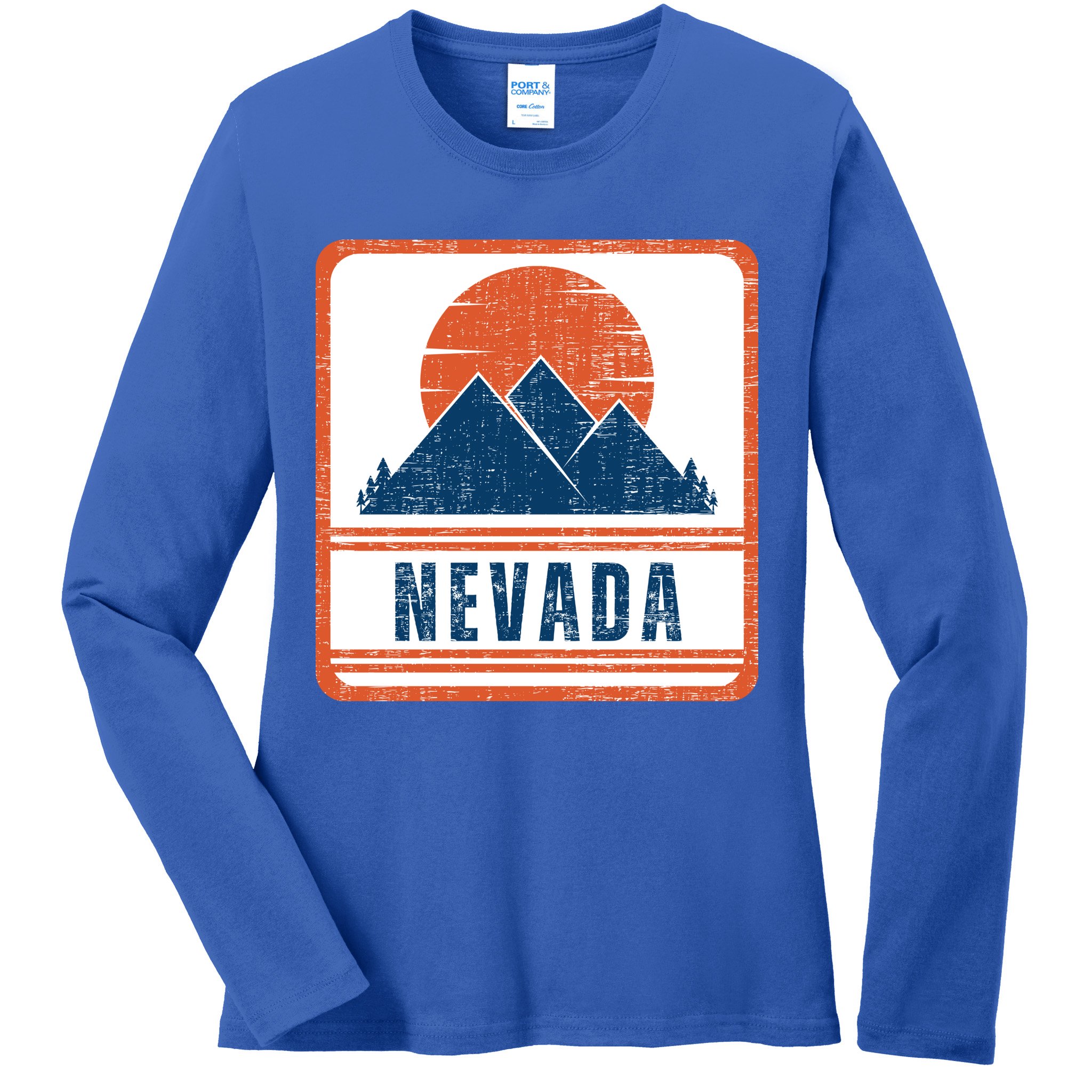 Retro Vintage Nevada USA Mountain Gift For Men Ladies Long Sleeve Shirt