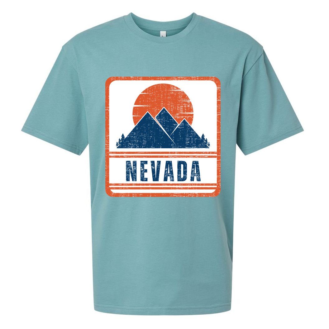 Retro Vintage Nevada USA Mountain Gift For Men Sueded Cloud Jersey T-Shirt