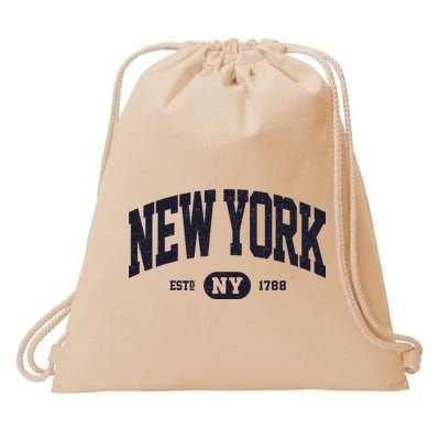 Retro Vintage New York Ny Drawstring Bag