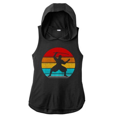 Retro Vintage Ninja Ladies PosiCharge Tri-Blend Wicking Draft Hoodie Tank