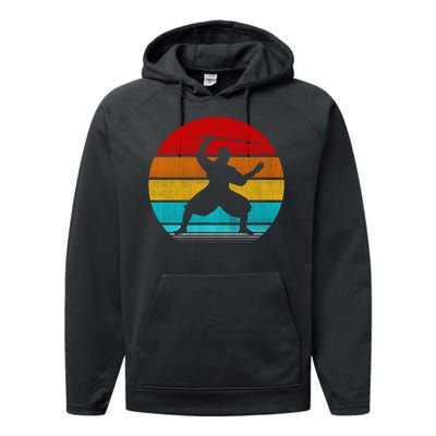 Retro Vintage Ninja Performance Fleece Hoodie