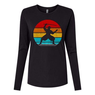 Retro Vintage Ninja Womens Cotton Relaxed Long Sleeve T-Shirt