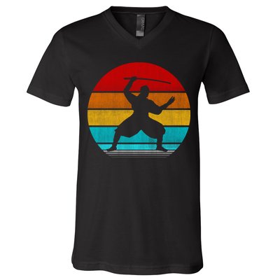 Retro Vintage Ninja V-Neck T-Shirt