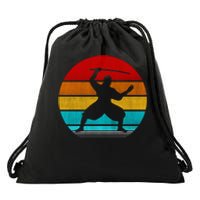 Retro Vintage Ninja Drawstring Bag