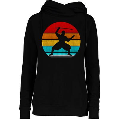 Retro Vintage Ninja Womens Funnel Neck Pullover Hood